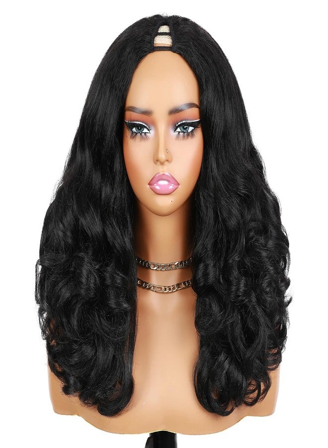 Quantum Love V Part Yaki Curly Wigs for Black Women Afro Curly V Part Synthetic Wig 16Inch Natural Black No Leave out Clip in Half Wig - Image 2